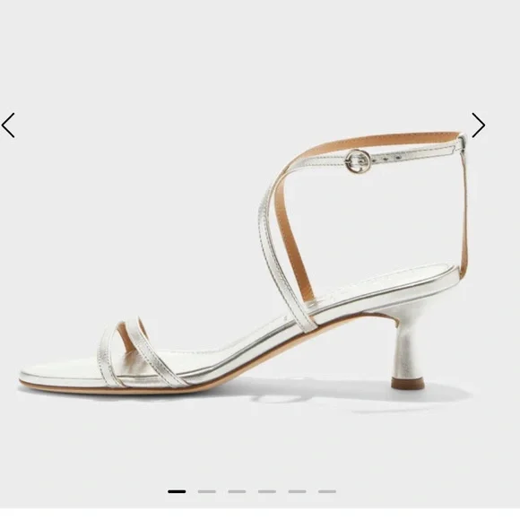Aeyde Maeve leather Silver Strappy sandals heels stiletto - Picture 4 of 11